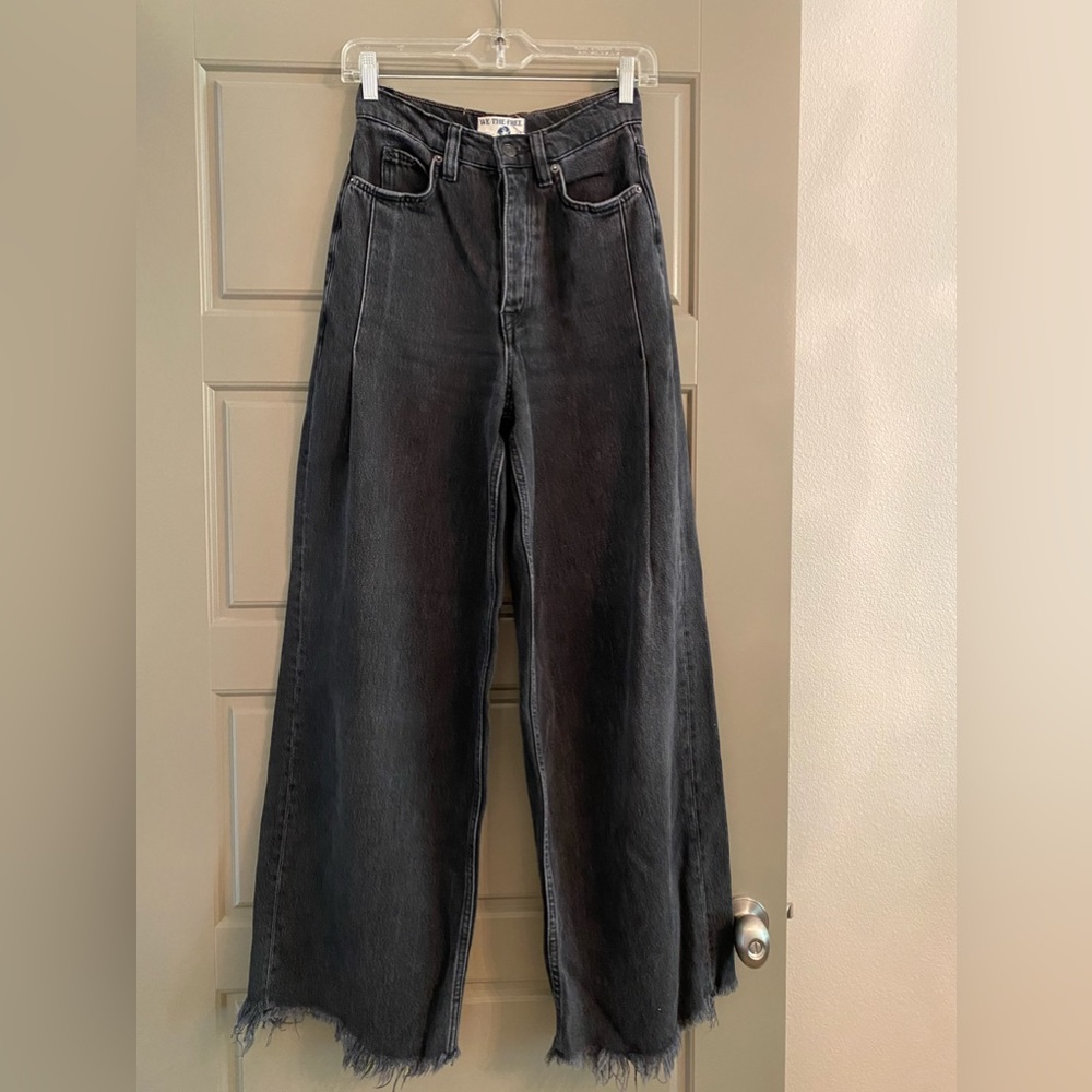 Free People Black Wide-Leg Jeans